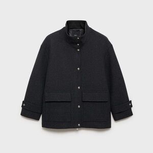 Mango High Neck Wool Blend Coat